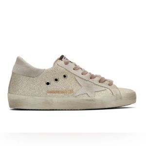 White/Silver Glitter Golden Goose Sneakers